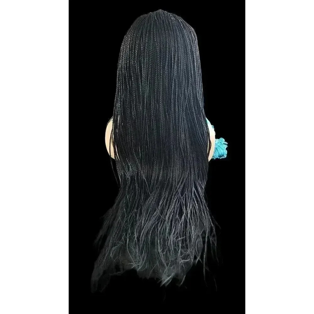 Long Jet Black Ghana Braid Wig - Handmade - Picture 13 of 16